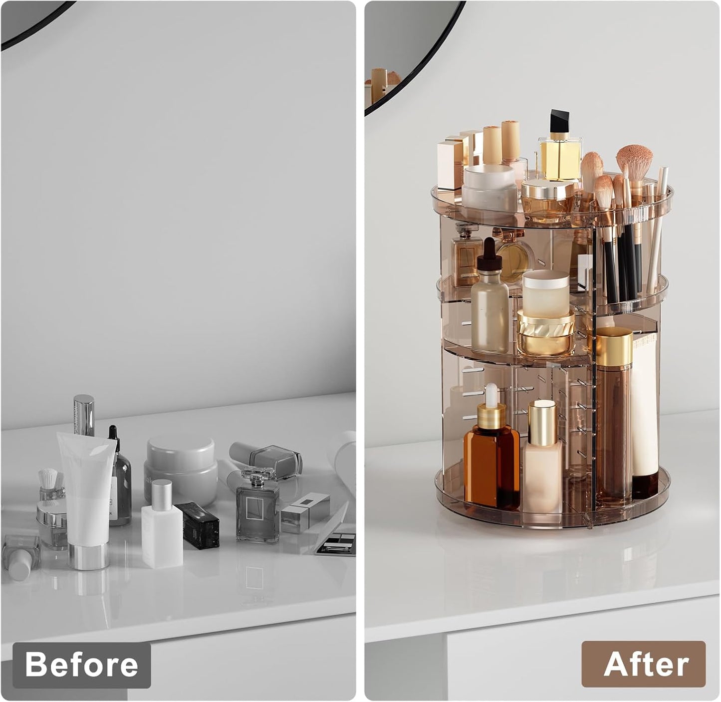 Dluxe Ave. Rotating Makeup Organizer Countertop/Adjustable Trays Spinning