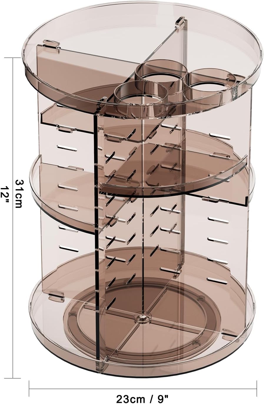 Dluxe Ave. Rotating Makeup Organizer Countertop/Adjustable Trays Spinning