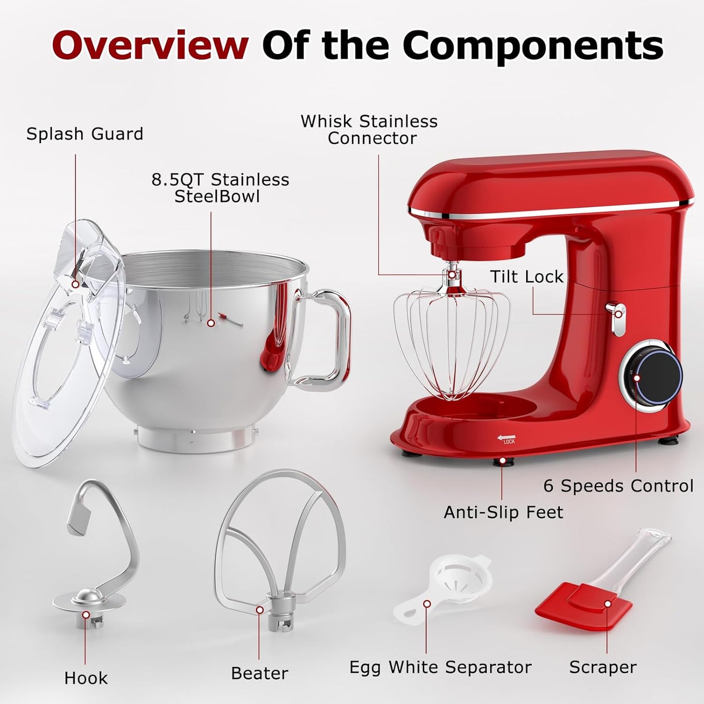 Dluxe Ave. 8.5Qt Electric Stand Mixer,
