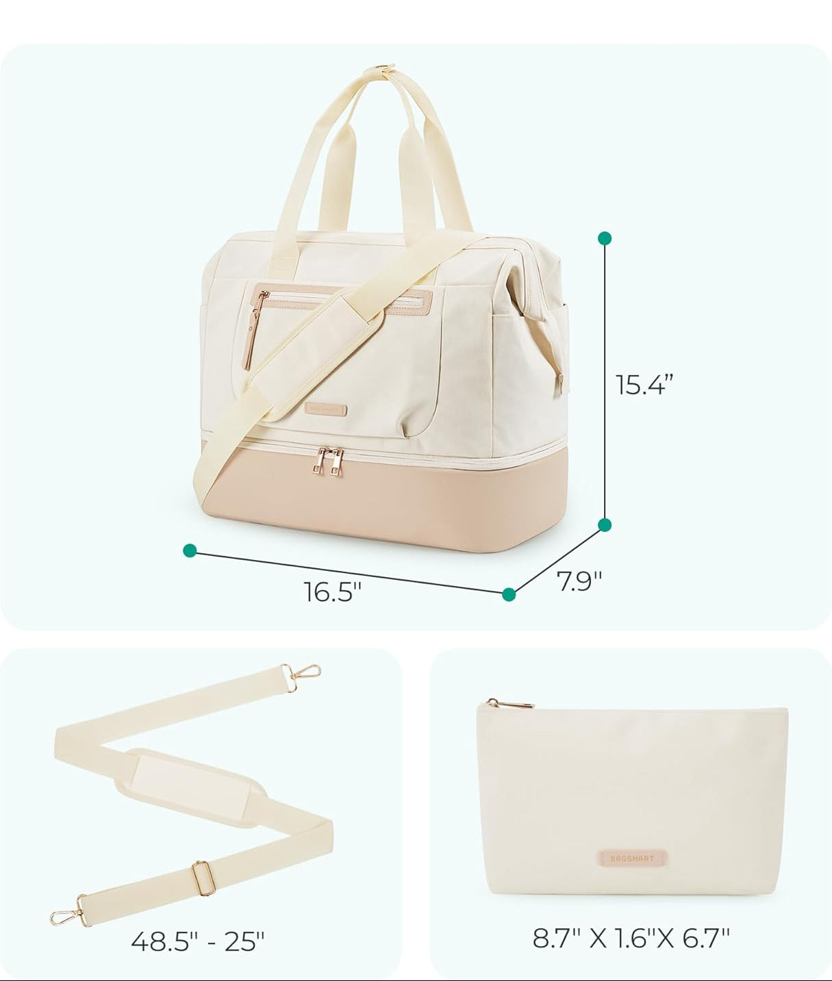 Dluxe Ave. Carry on Bag with Shoe Compartment/ TSA-Free Travel Duffle Bag
