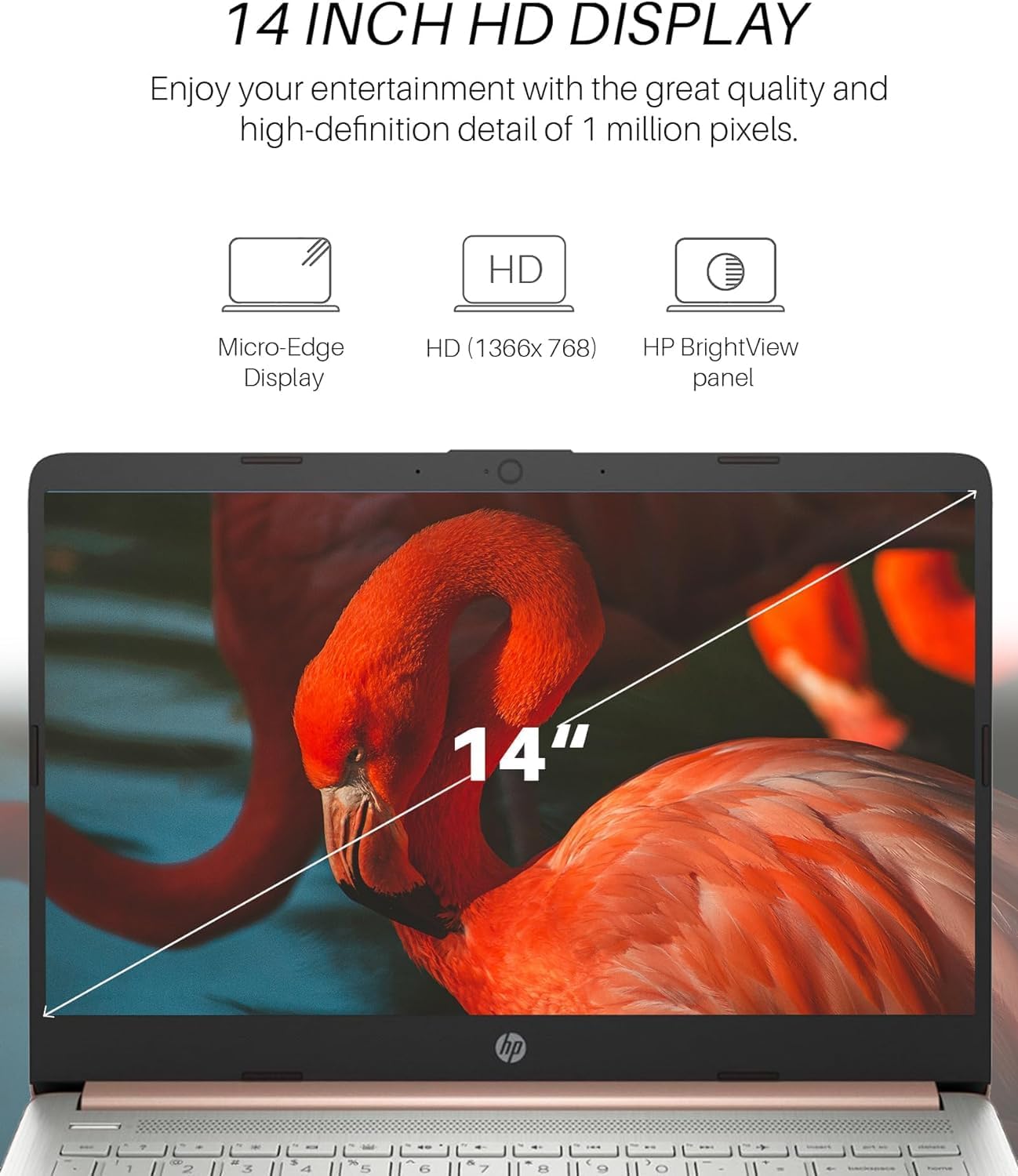 Dluxe Ave. HP 14 Inch Ultral Light Laptop 16GB RAM 320GB Storage Windows 11 S Rose Gold