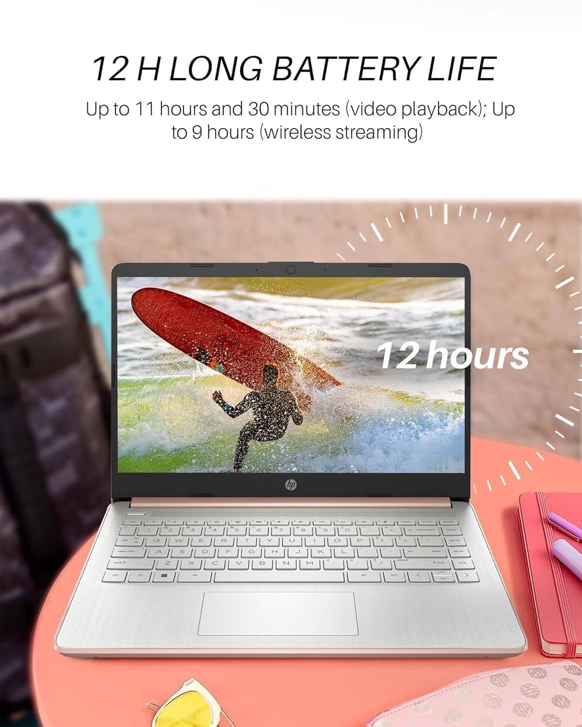 Dluxe Ave. HP 14 Inch Ultral Light Laptop 16GB RAM 320GB Storage Windows 11 S Rose Gold