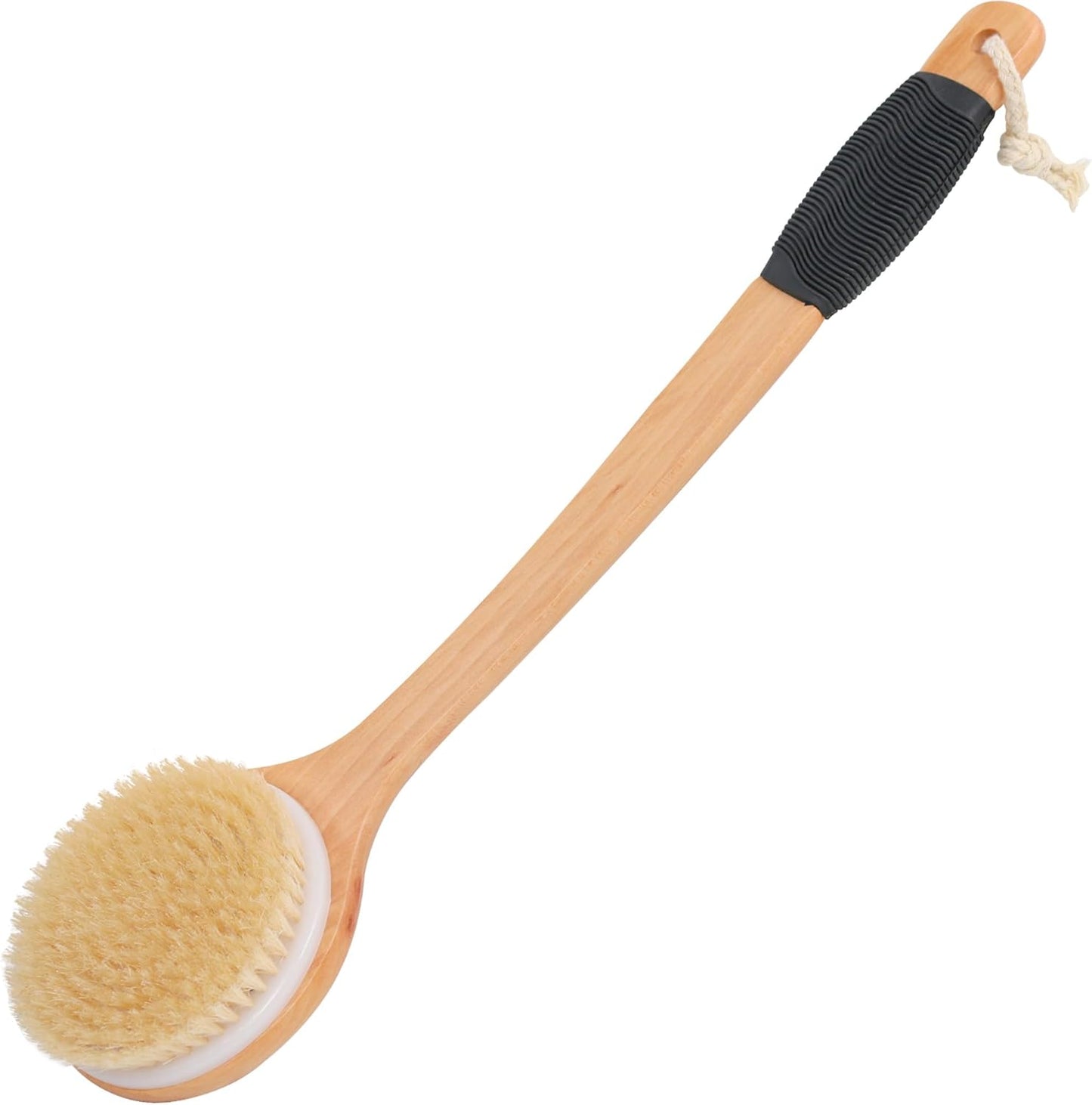 Dluxe Ave. OWIIZI Round Head Back Scrub Brush for Body Shower Wooden Long Handle