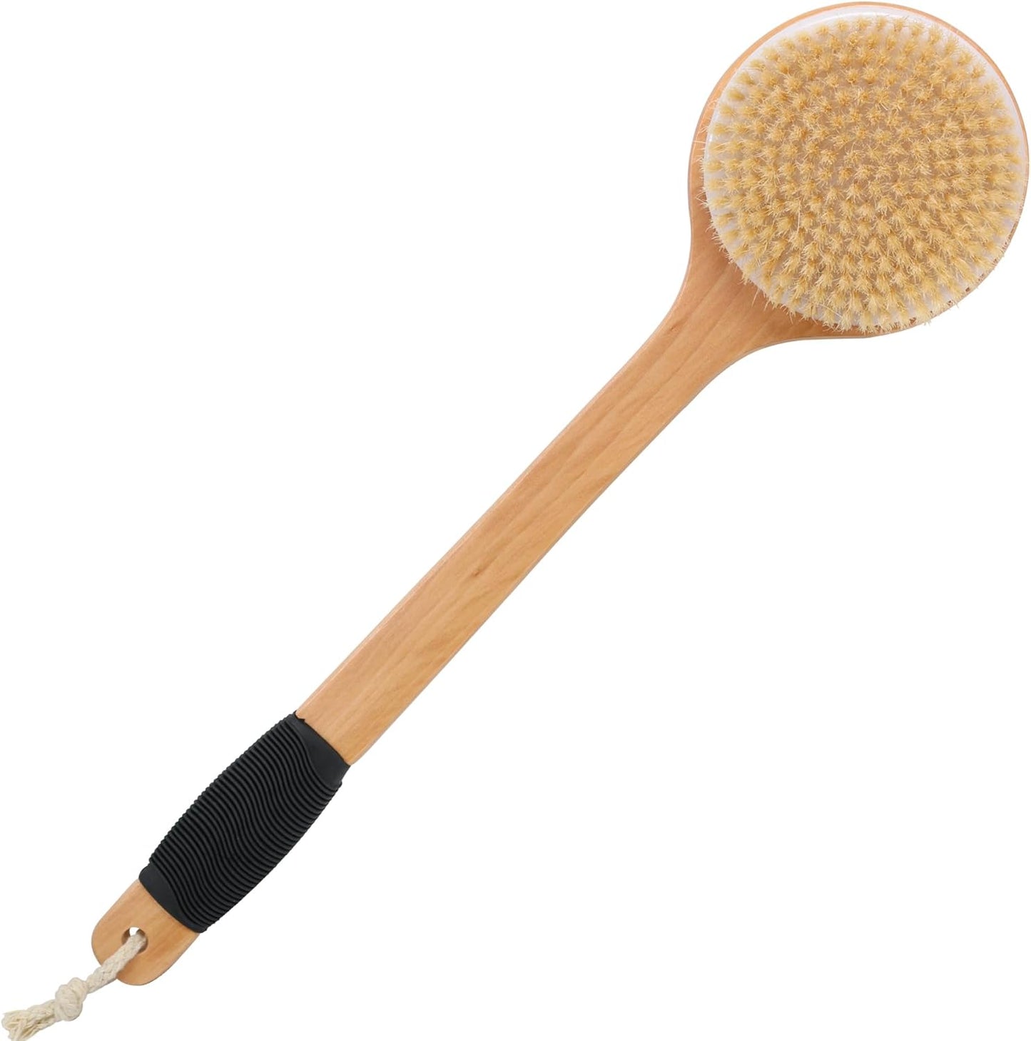 Dluxe Ave. OWIIZI Round Head Back Scrub Brush for Body Shower Wooden Long Handle