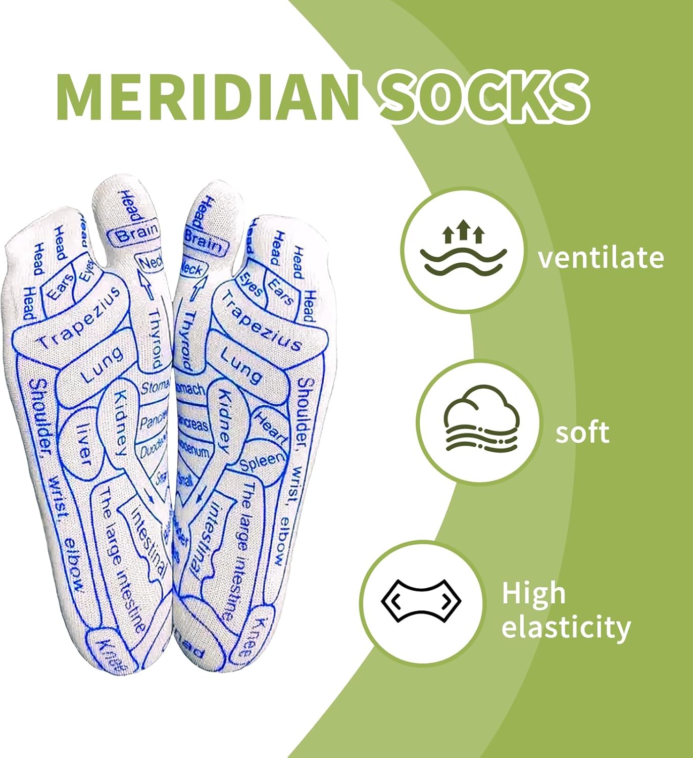 Dluxe Ave. Reflexology Socks with Massage Tool / Emerald Green-8PCS