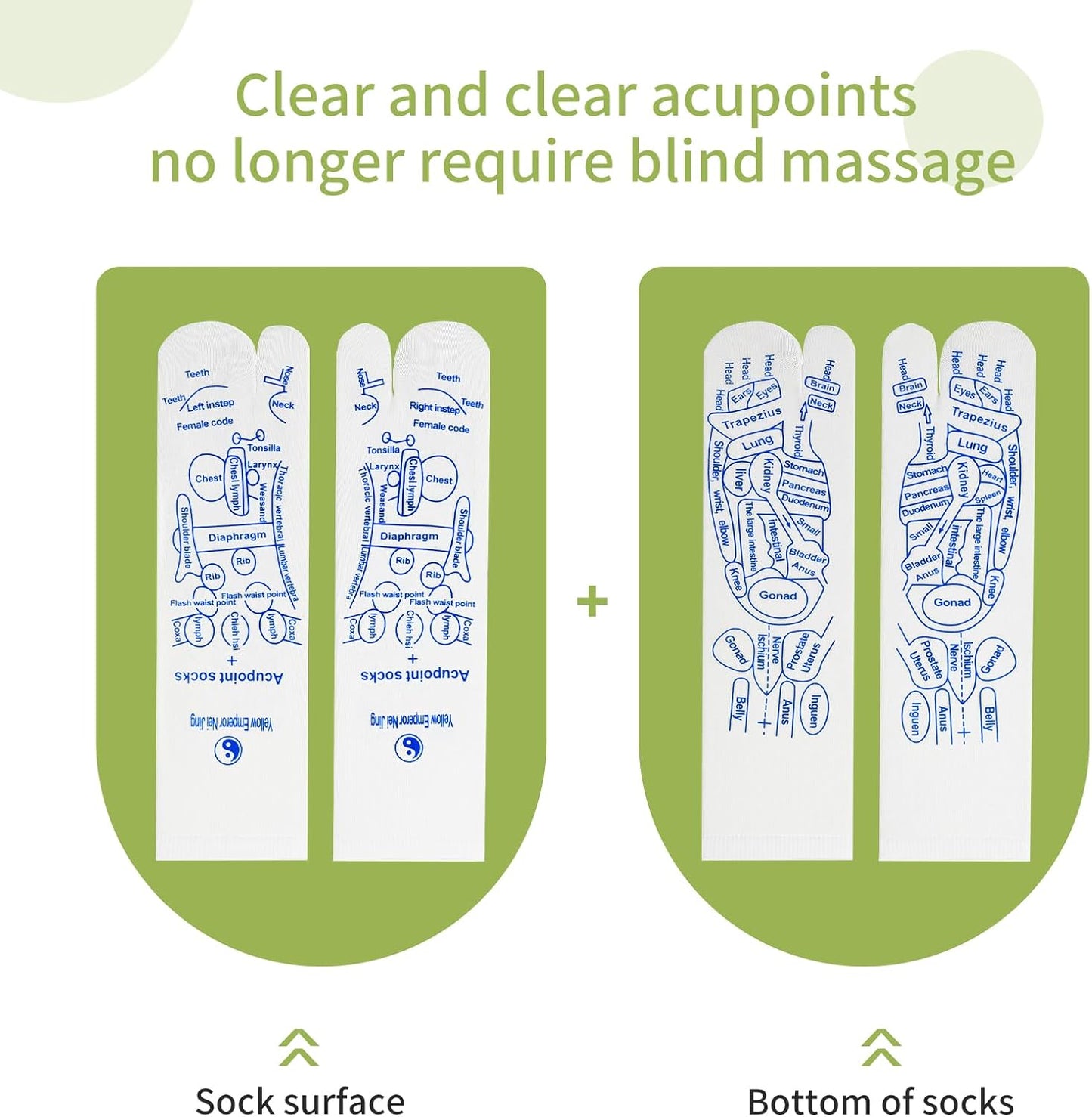 Dluxe Ave. Reflexology Socks with Massage Tool / Emerald Green-8PCS