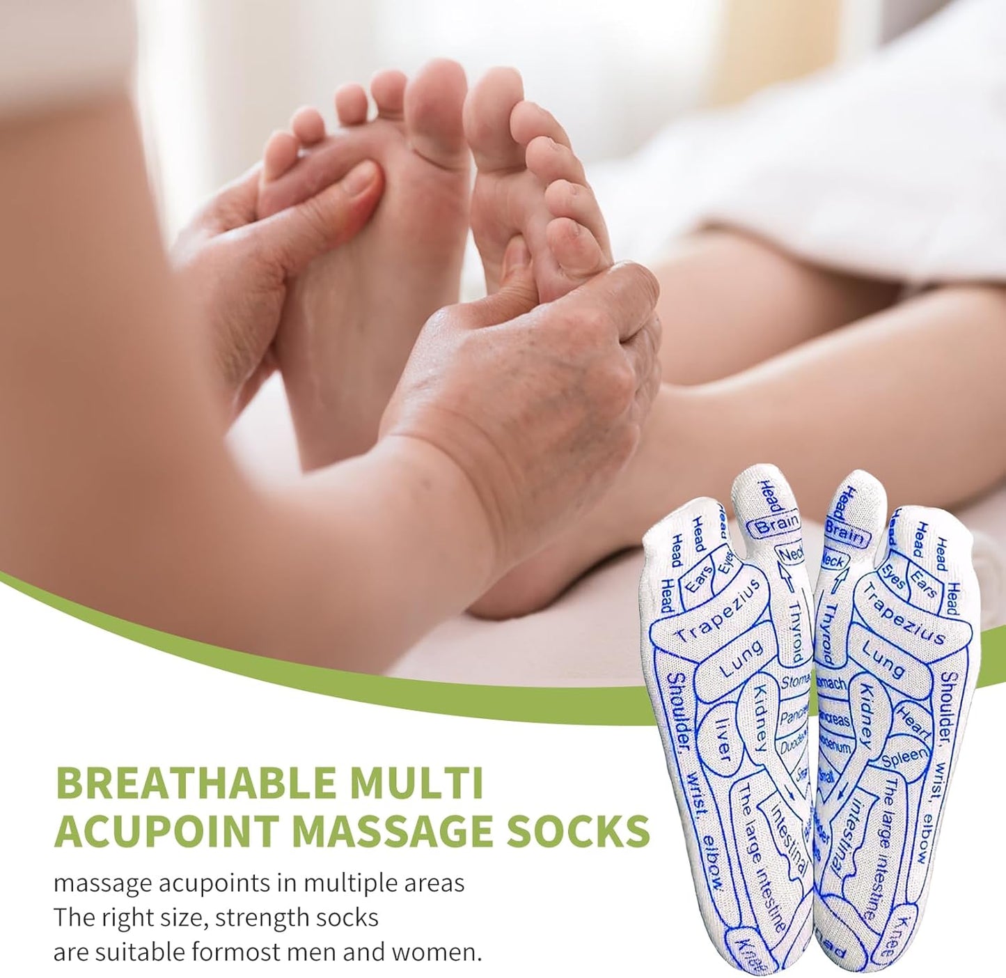 Dluxe Ave. Reflexology Socks with Massage Tool / Emerald Green-8PCS