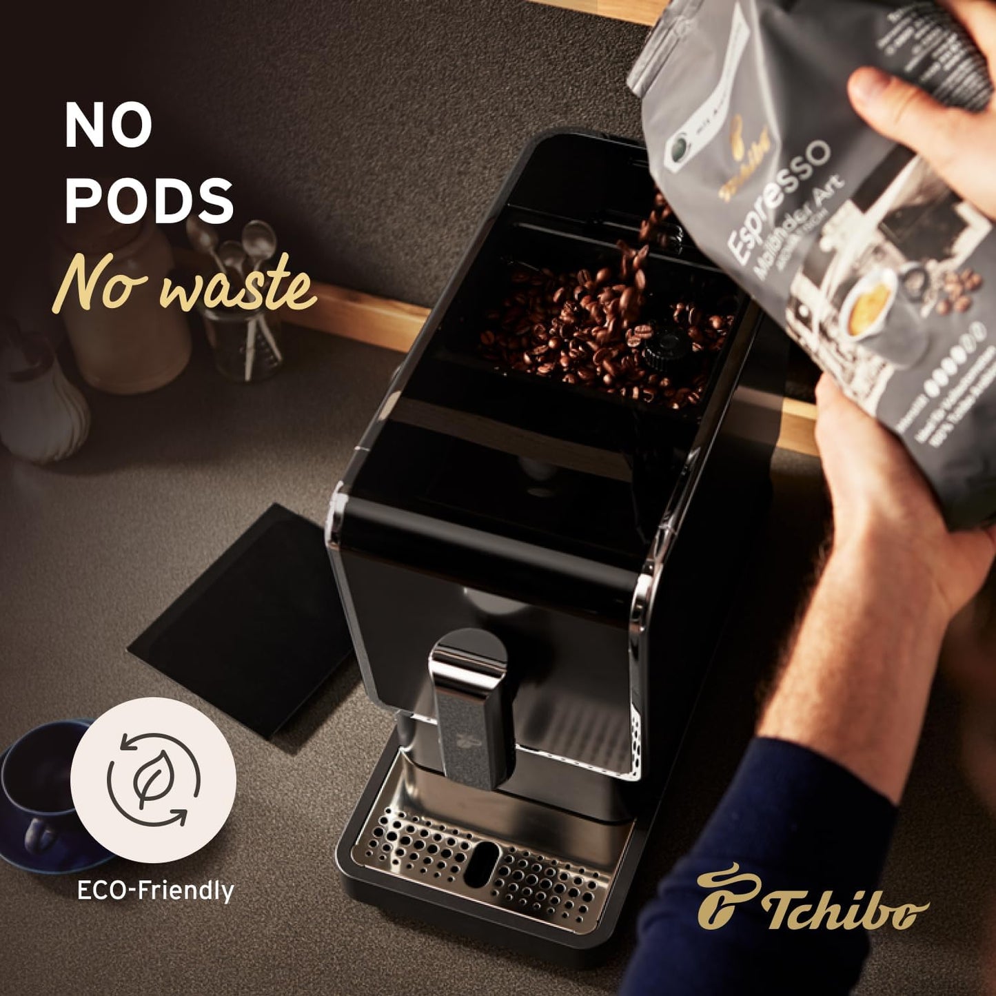 Dluxe Ave. ( Out of Stock) Tchibo Automatic Espresso & Coffee Machine Bundle with Built-in Grinder Comes With 3 x 12 oz. Bags of Whole Bean Coffee Red