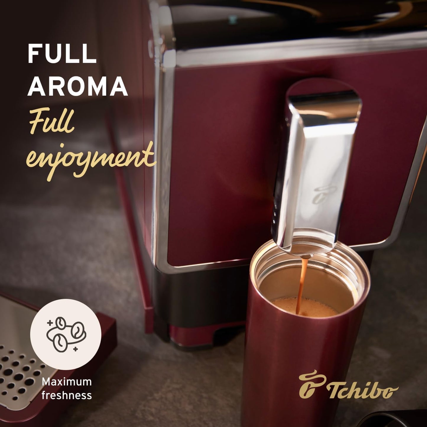 Dluxe Ave. ( Out of Stock) Tchibo Automatic Espresso & Coffee Machine Bundle with Built-in Grinder Comes With 3 x 12 oz. Bags of Whole Bean Coffee Red