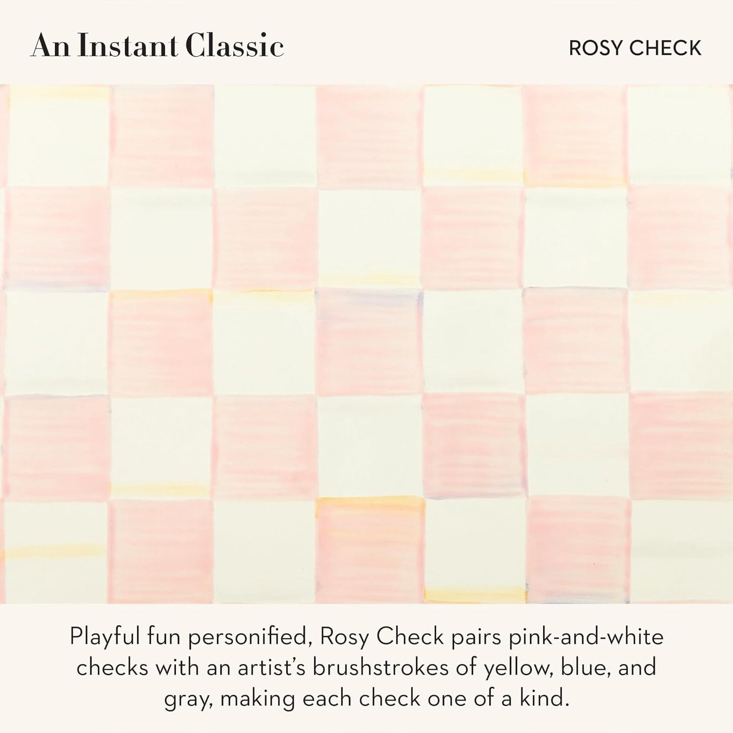 Dluxe Ave. MACKENZIE-CHILDS Rosy Check Enamel Canister Pink-and-White Kitchen Storage Container with Lid Demi