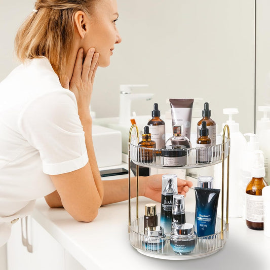 Dluxe Ave. 360 Rotating Makeup Organizer/2Tier Large (Clear)