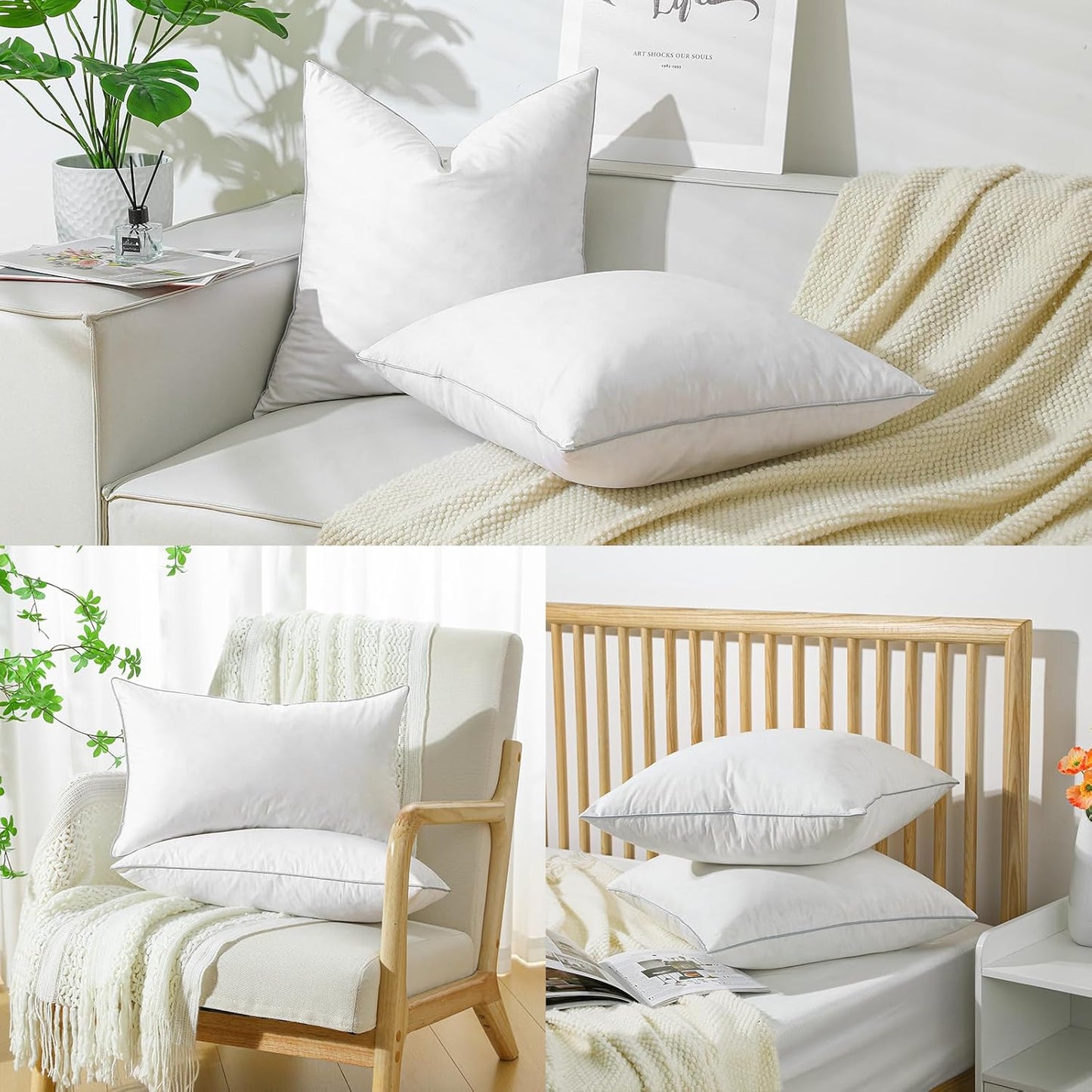 Dluxe Ave. 22x22 inch Pillow Insert Set of 2/ 100% Down & Feather/ Premium Soft Fluffy/ White
