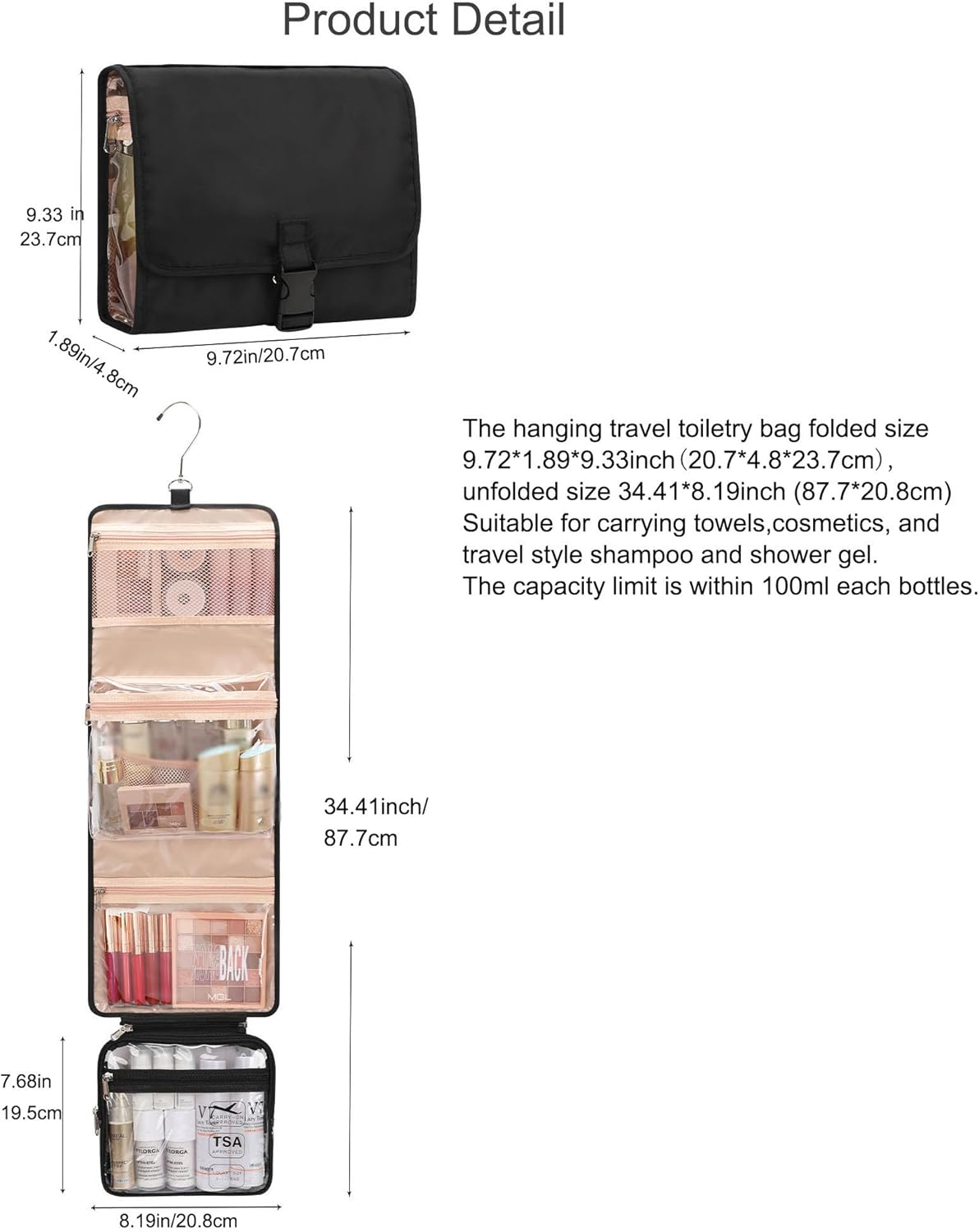 Dluxe Ave. Hanging Toiletry Bag/ TSA Approved/ Large