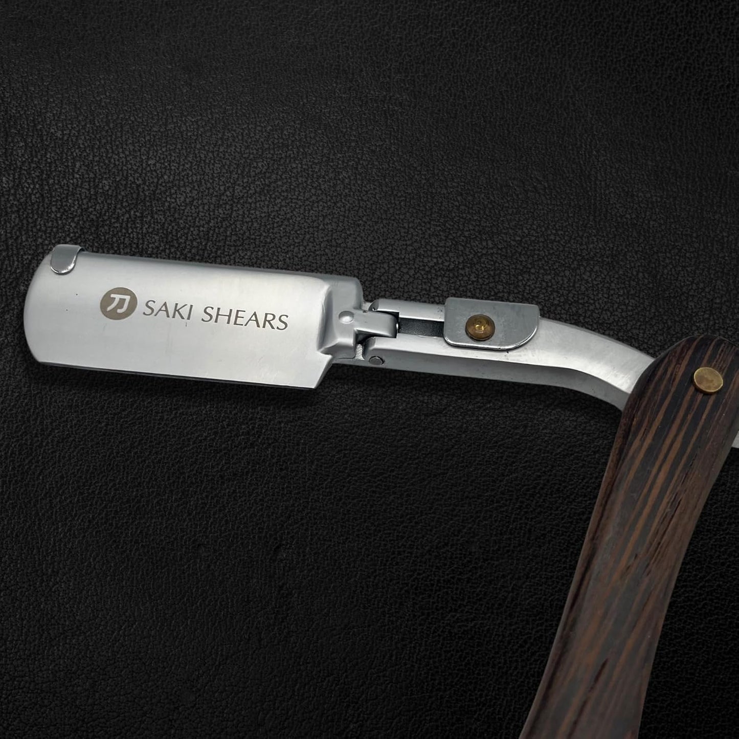 Dluxe Ave. Straight Edge Shaving Razor with Disposable Blades/ Wood Handle Stainless Steel/ Brown