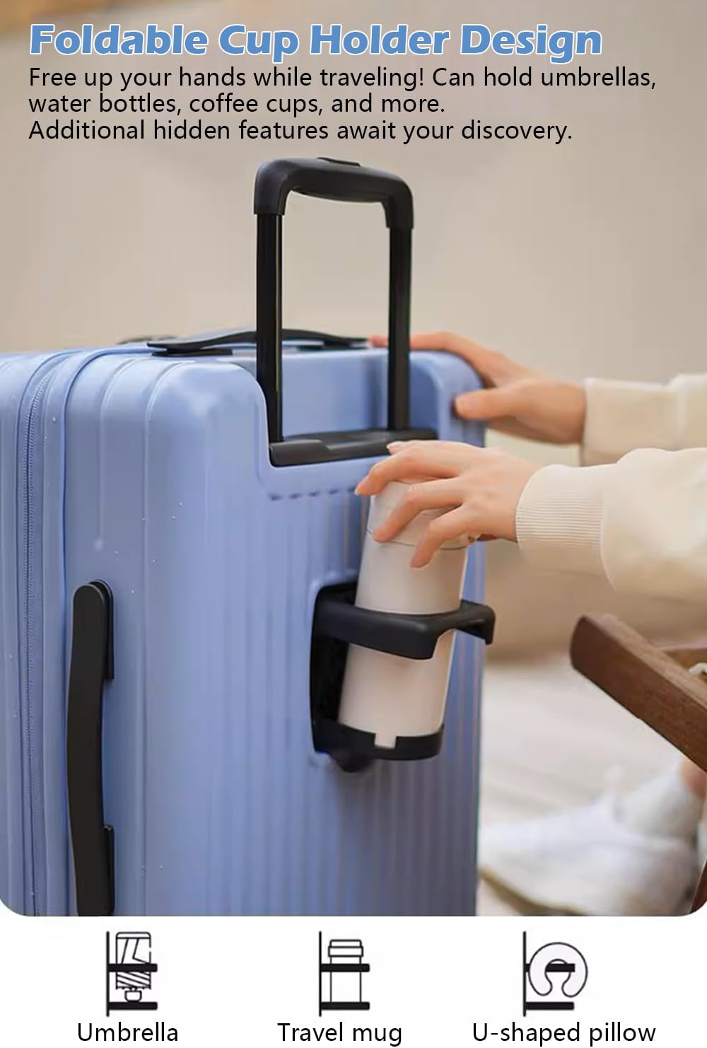 Dluxe Ave. 20 Inch Expandable Carry On Luggage with Cup Holder/ Hardside/ TSA Approved/ Spinner Wheels/ (White)