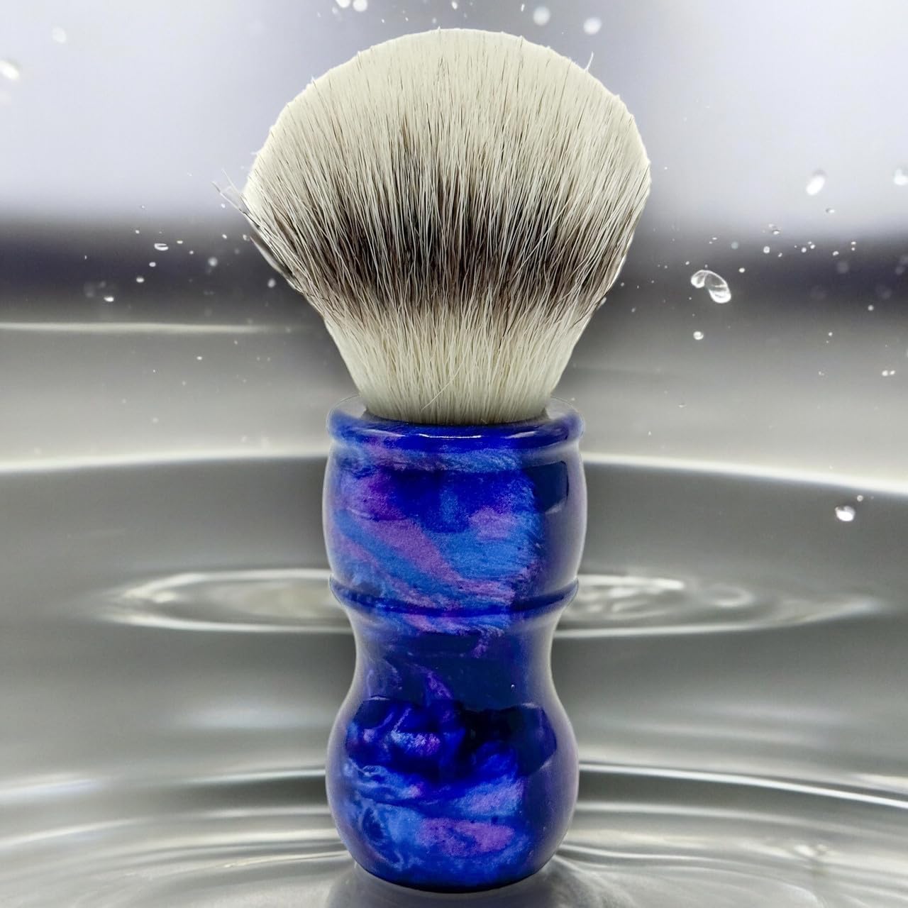 Dluxe Ave.  Blue Handle Synthetic Shaving Brush & Stand