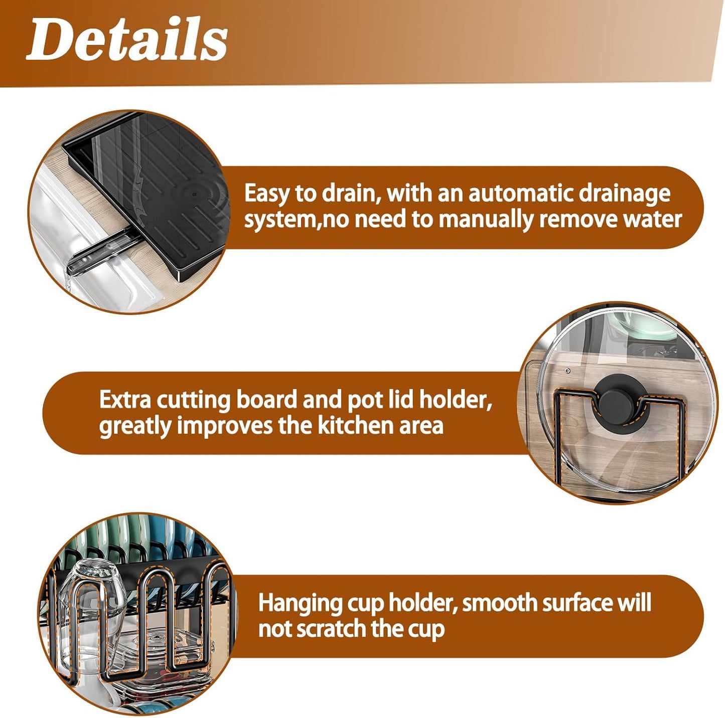Dluxe Ave. Rust-Proof Dish Drying Rack/ 2 Tier Large Dish Rack /Carbon Steel (Black)