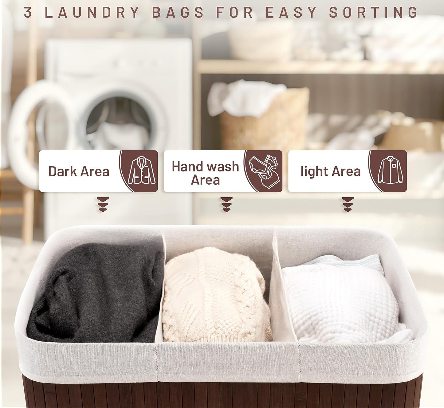 Dluxe Ave. SONGMICS Laundry Hamper 21.99 Gallons (100L)  Brown ULCB72Z