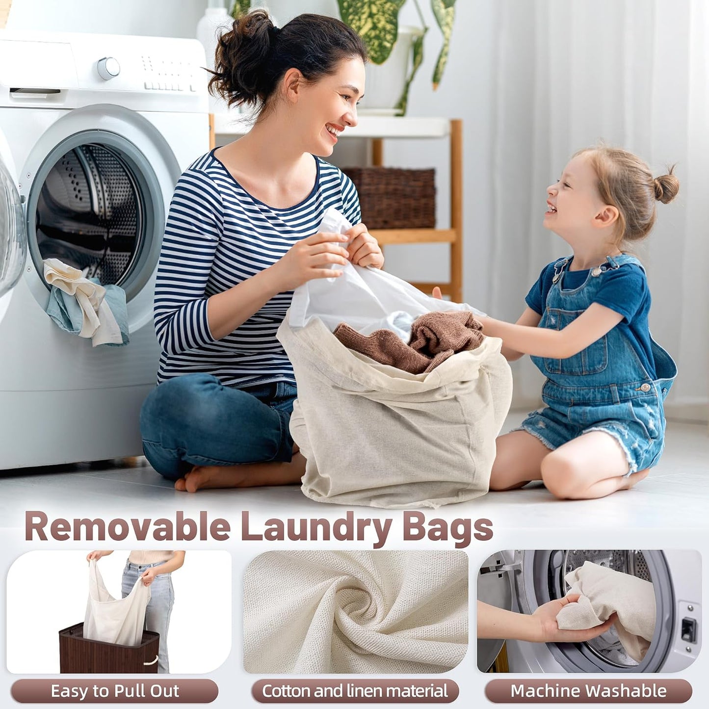 Dluxe Ave. SONGMICS Laundry Hamper 21.99 Gallons (100L)  Brown ULCB72Z