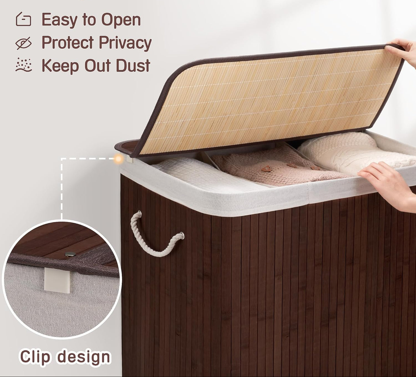 Dluxe Ave. SONGMICS Laundry Hamper 21.99 Gallons (100L)  Brown ULCB72Z