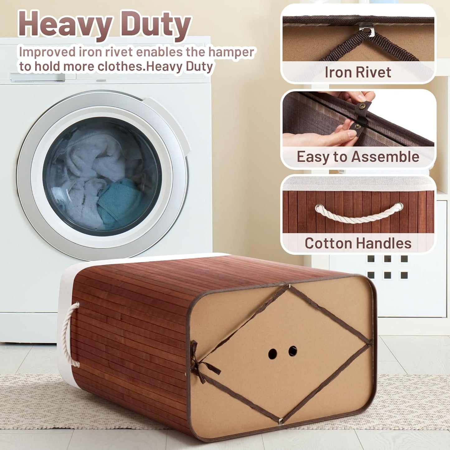 Dluxe Ave. SONGMICS Laundry Hamper 21.99 Gallons (100L)  Brown ULCB72Z