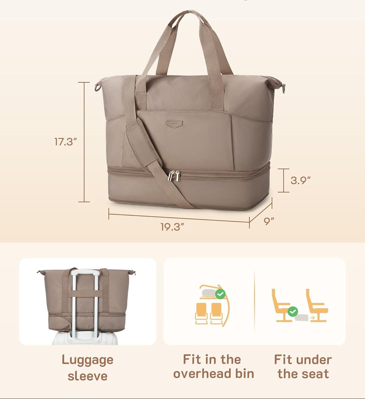 Dluxe Ave. 50L Carry on Bag with Shoes Compartment
