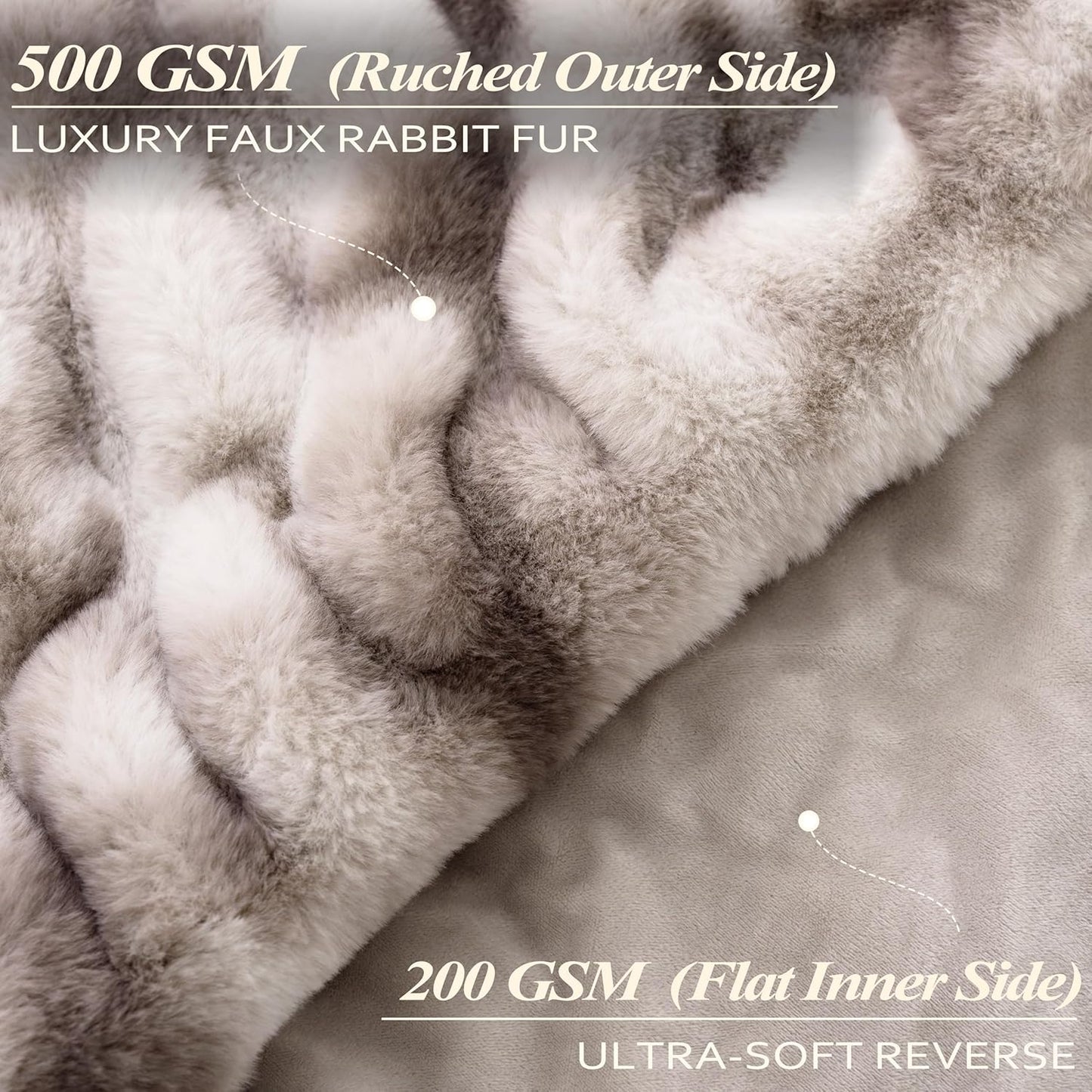 Dluxe Ave. ( THROW ) Faux Rabbit Fur Throw Blanket 700 GSM, Luxury Dual-Sided Soft Cozy Blanket, Fuzzy Fluffy Plush (Coffee) 50"x60" Coffee