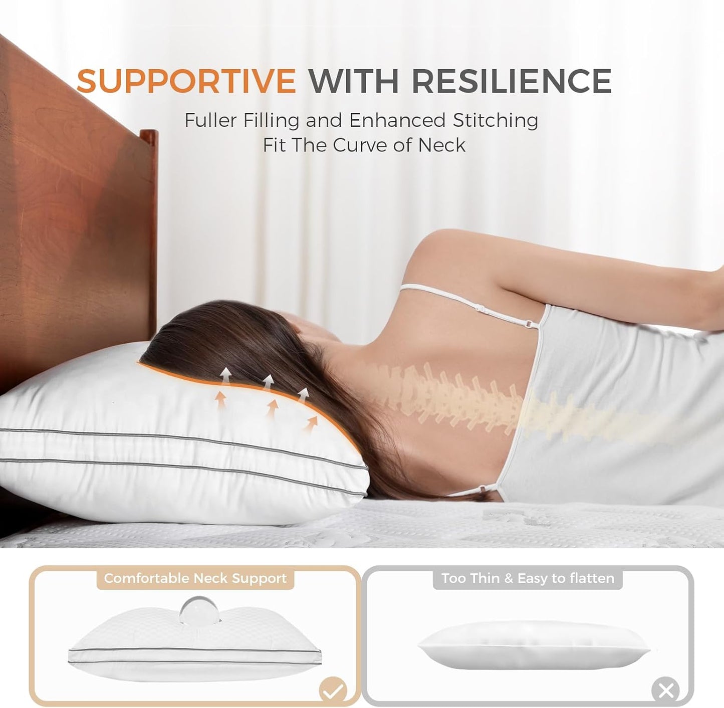 Dluxe Ave. ( KING ) Bed Pillows, Set of 2 { FLUFFY } Luxury Hotel Collection ( Large Pillows) 18"X34"