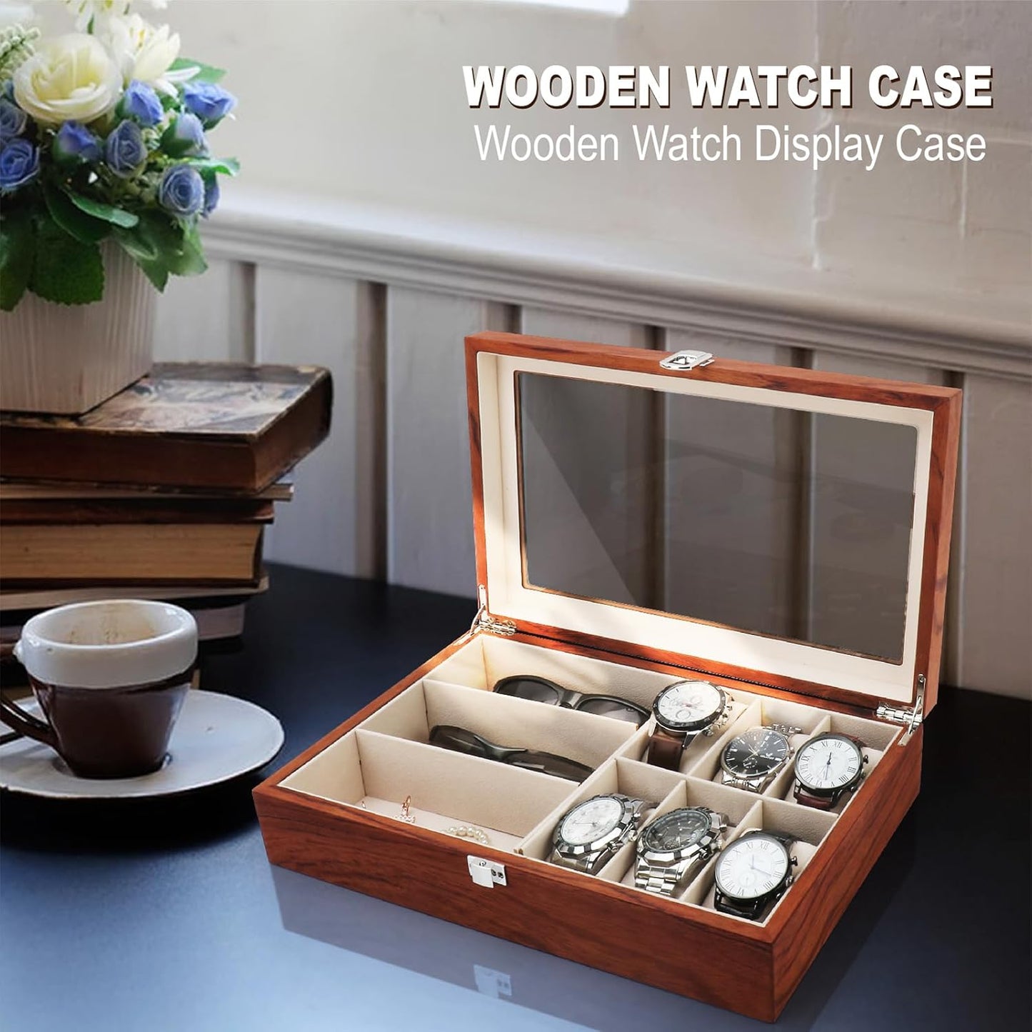 Dluxe Ave.  9-Slot Watch Box Watch Case with Glass lid