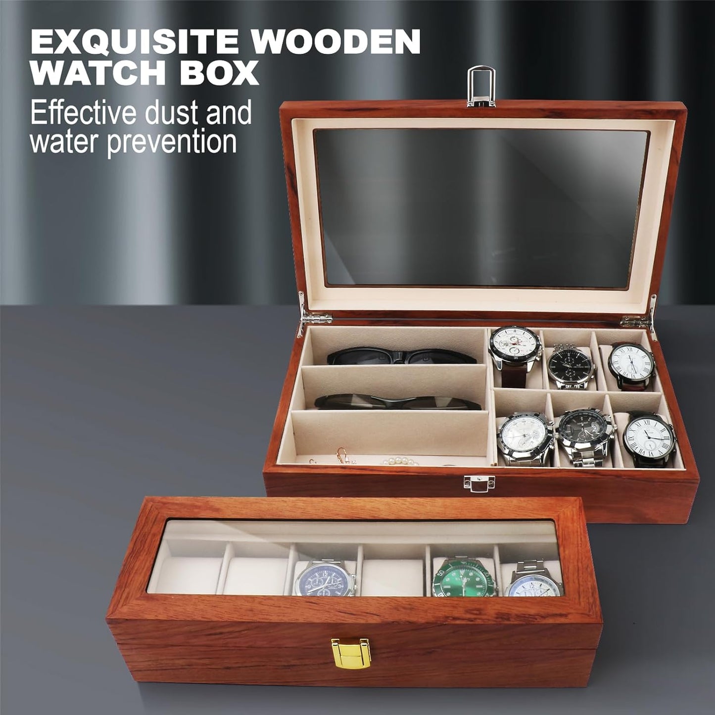 Dluxe Ave.  9-Slot Watch Box Watch Case with Glass lid
