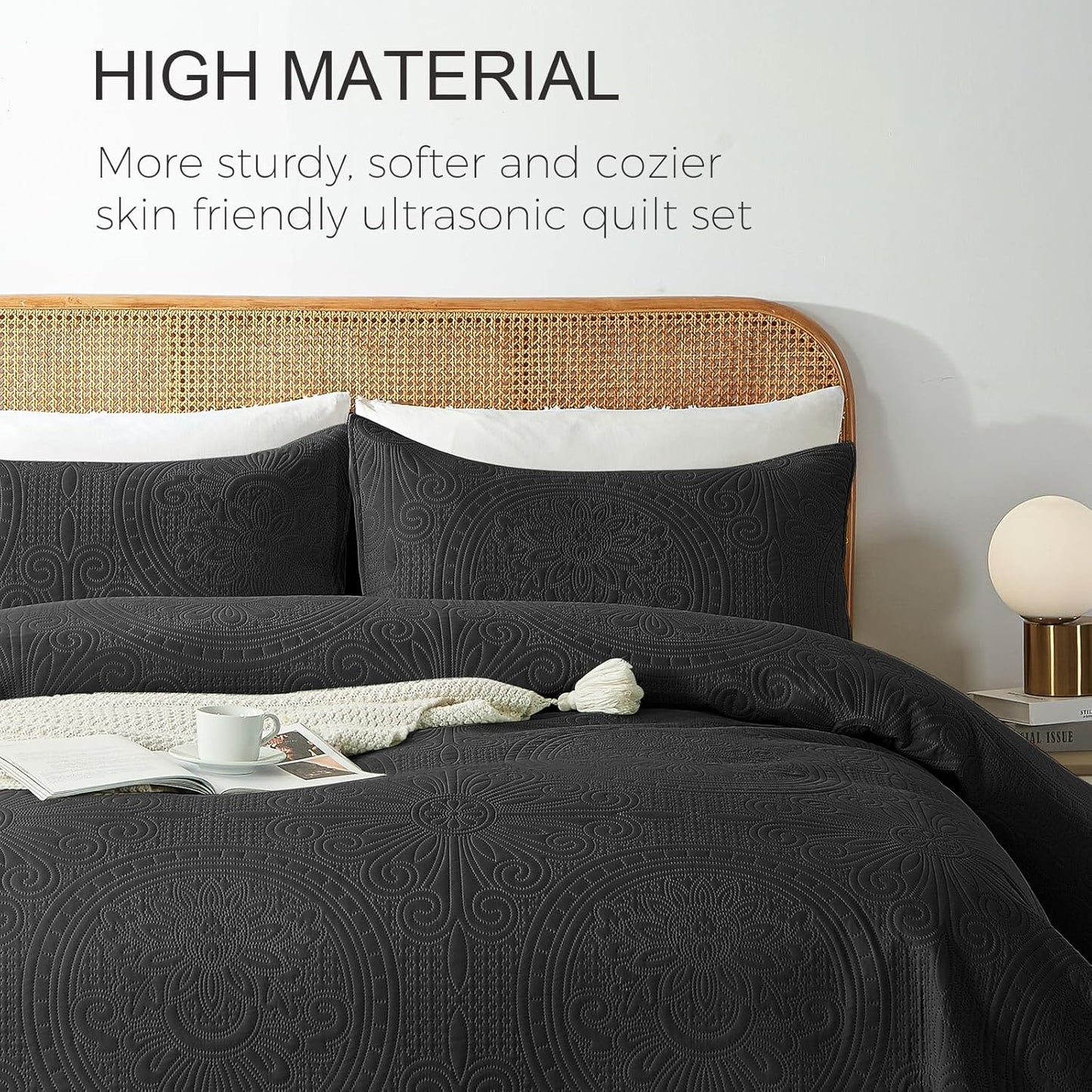 Dluxe Ave. ( TWIN ) 2 Pcs Quilt Bedding Set, Lightweight Thin Bedding Set for All Season, Black