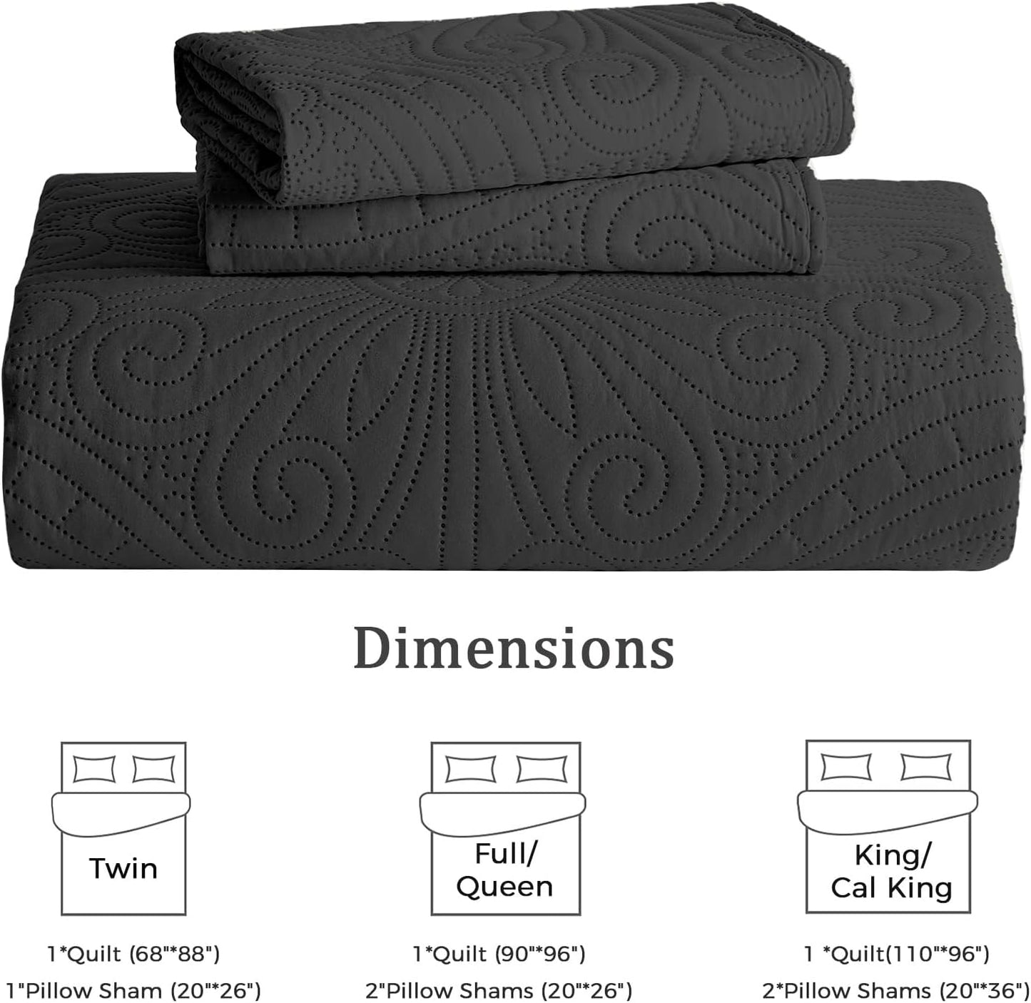 Dluxe Ave. ( TWIN ) 2 Pcs Quilt Bedding Set, Lightweight Thin Bedding Set for All Season, Black