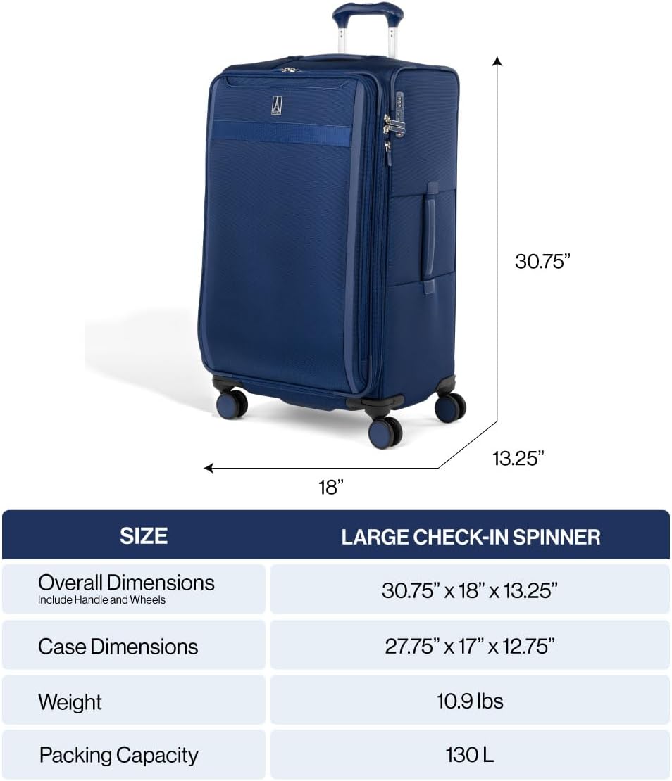 Dluxe Ave. Lightweight Softside Expandable Checked in Luggage/8 Spinner Wheels/TSA Lock/ ( Black) Large 29-Inc