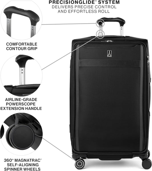 Dluxe Ave. Lightweight Softside Expandable Checked in Luggage/8 Spinner Wheels/TSA Lock/ ( Black) Large 29-Inc