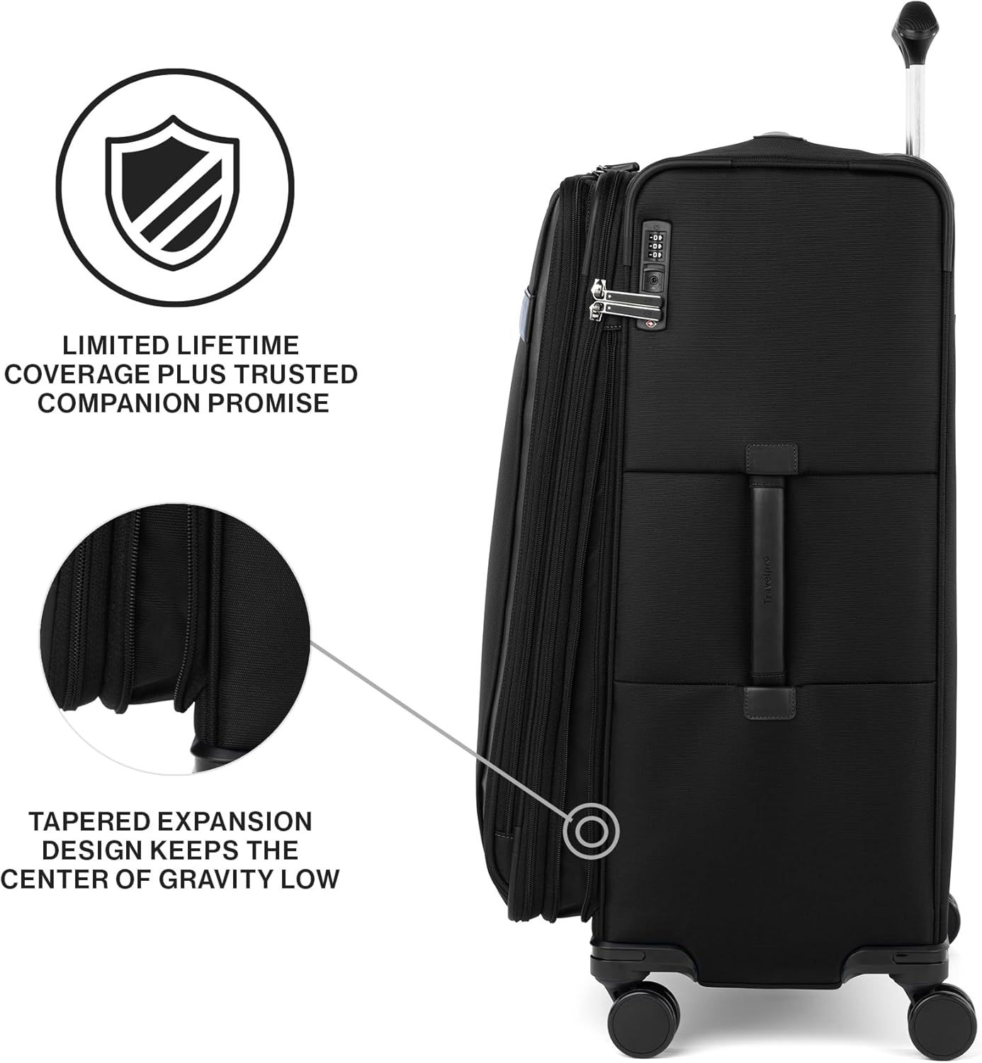 Dluxe Ave. Lightweight Softside Expandable Checked in Luggage/8 Spinner Wheels/TSA Lock/ ( Black) Large 29-Inc