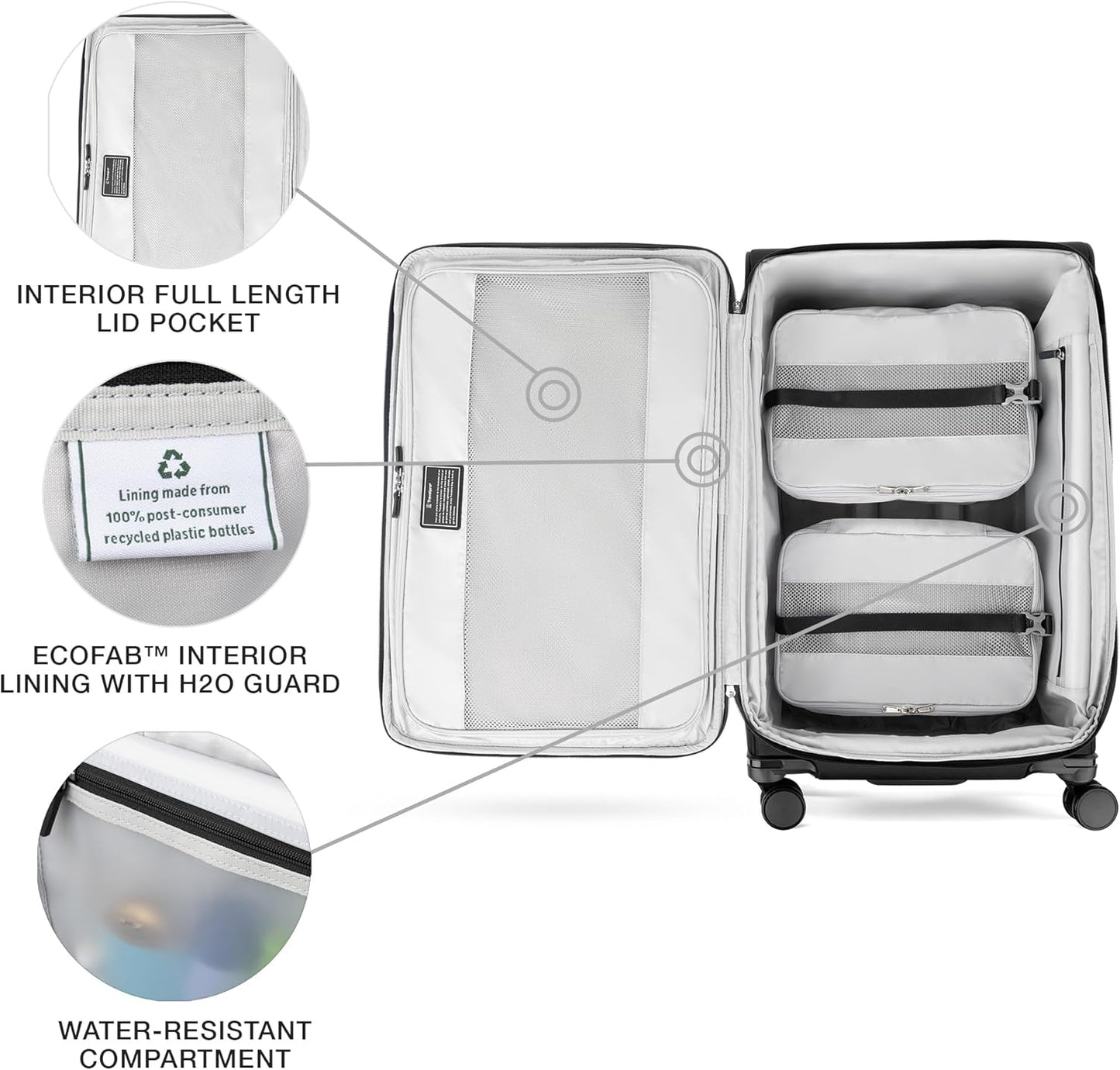 Dluxe Ave. Lightweight Softside Expandable Checked in Luggage/8 Spinner Wheels/TSA Lock/ ( Black) Large 29-Inc
