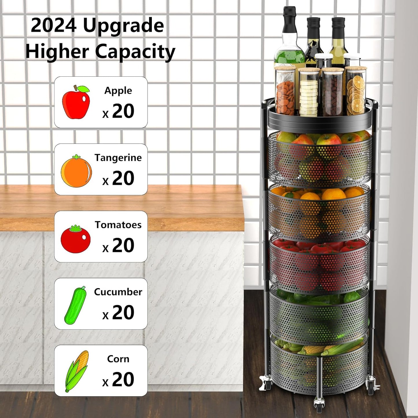 Dluxe Ave. 5 Tier Rotating Storage Rack Cart