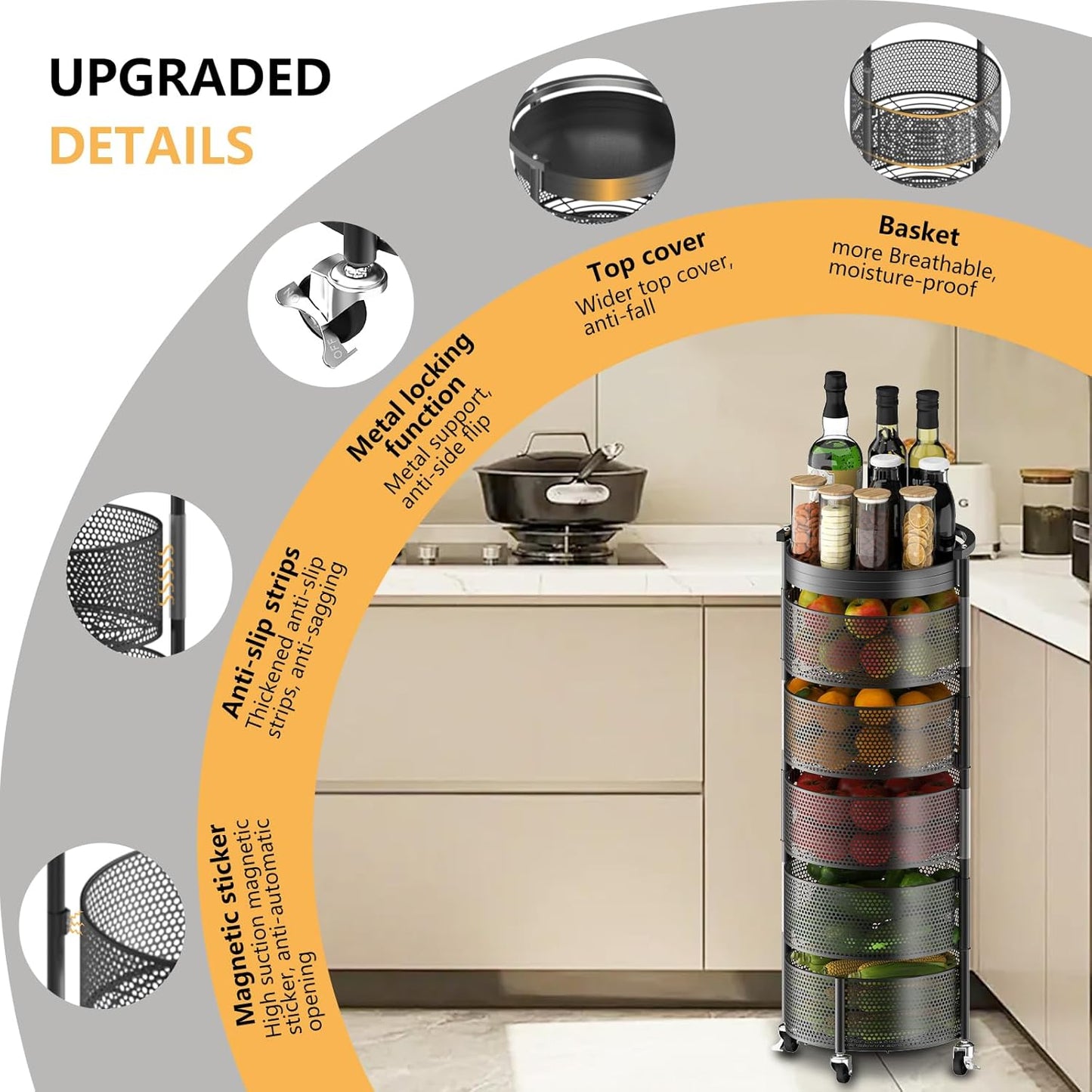 Dluxe Ave. 5 Tier Rotating Storage Rack Cart