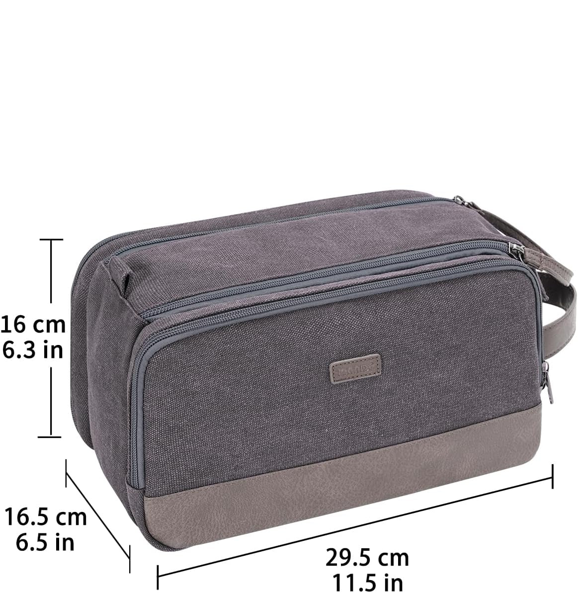 Dluxe Ave.  Men Travel Toiletry Organizer Canvas and Leather Dopp Kit/ Water-Resistant/ Grey