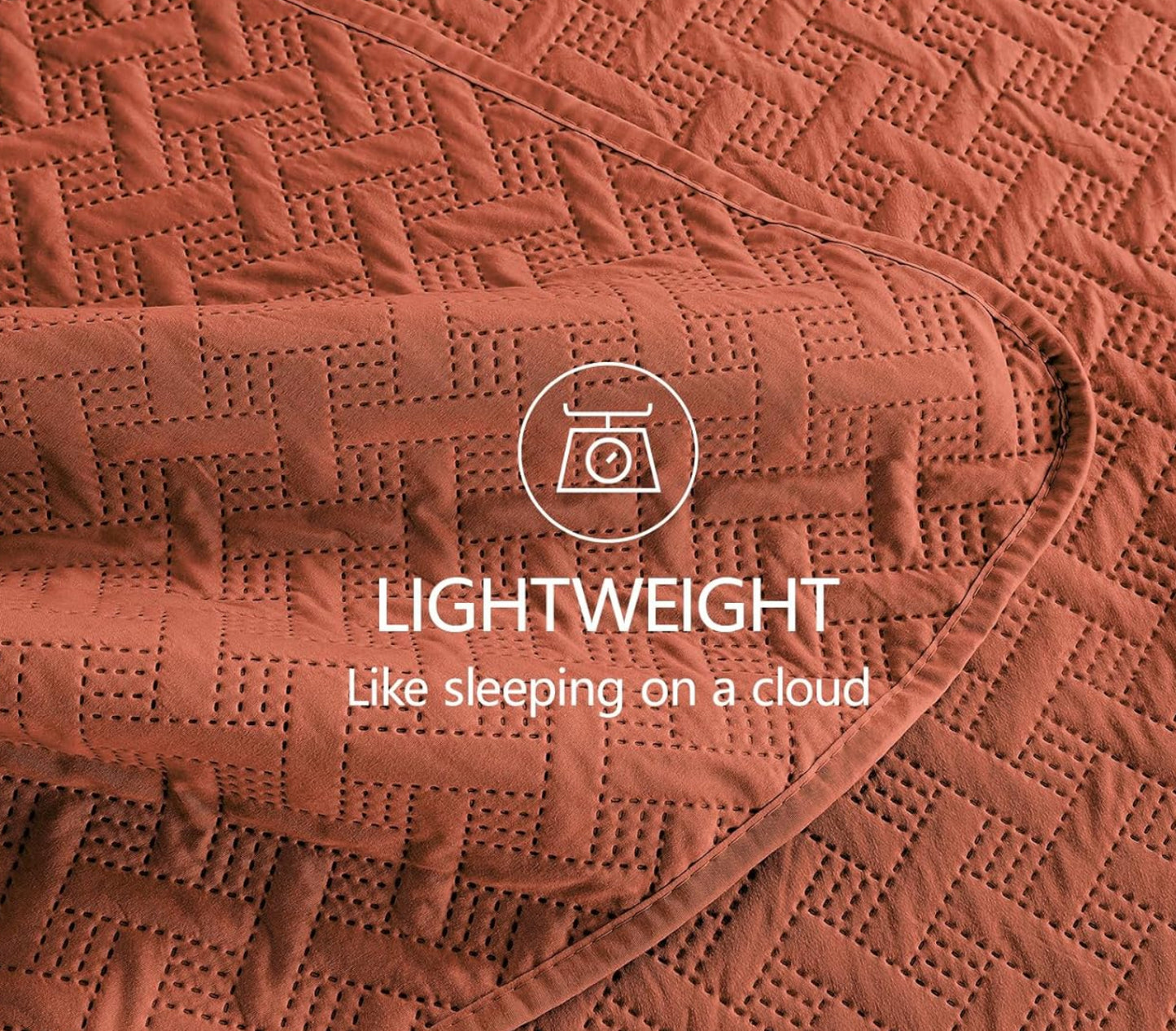 Dluxe Ave. (FULL/ QUEEN ) Quilt Bedding Set (1 Quilt 2 Shams), for All Season/ Burnt Orange