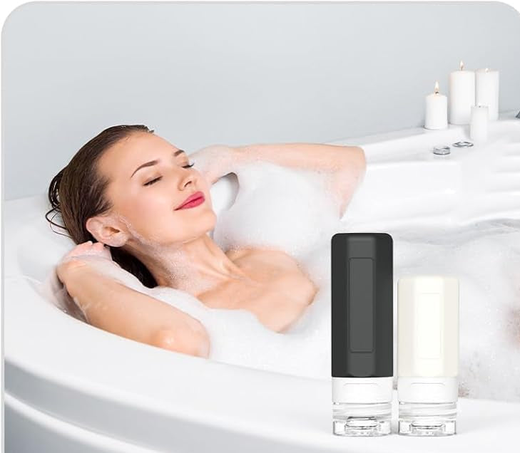 Dluxe Ave. 17 Pack Travel Bottles for Toiletries/ TSA Approved / Black & White