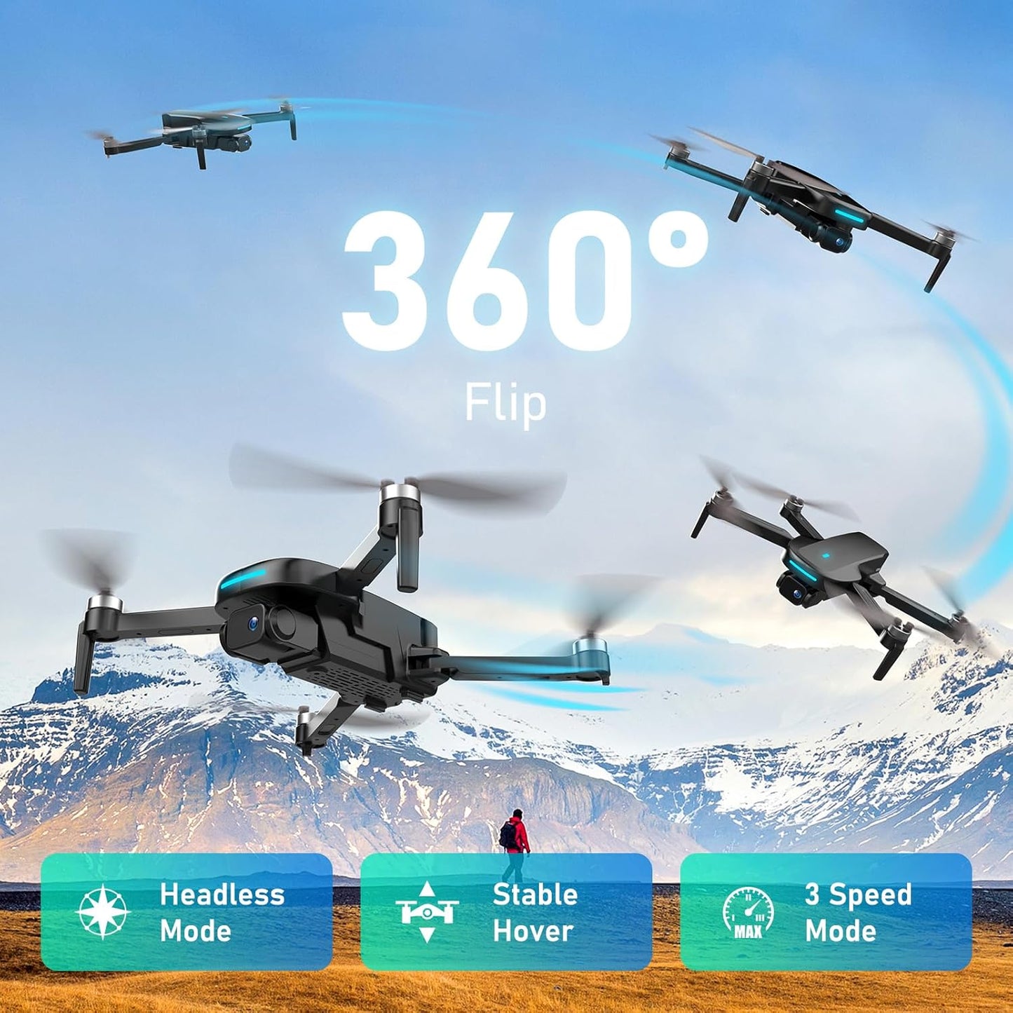 Dluxe Ave. Drone with Camera 1080P HD/ FPV Camera Drone with Brushless Motor/  36 Mins Long Flight