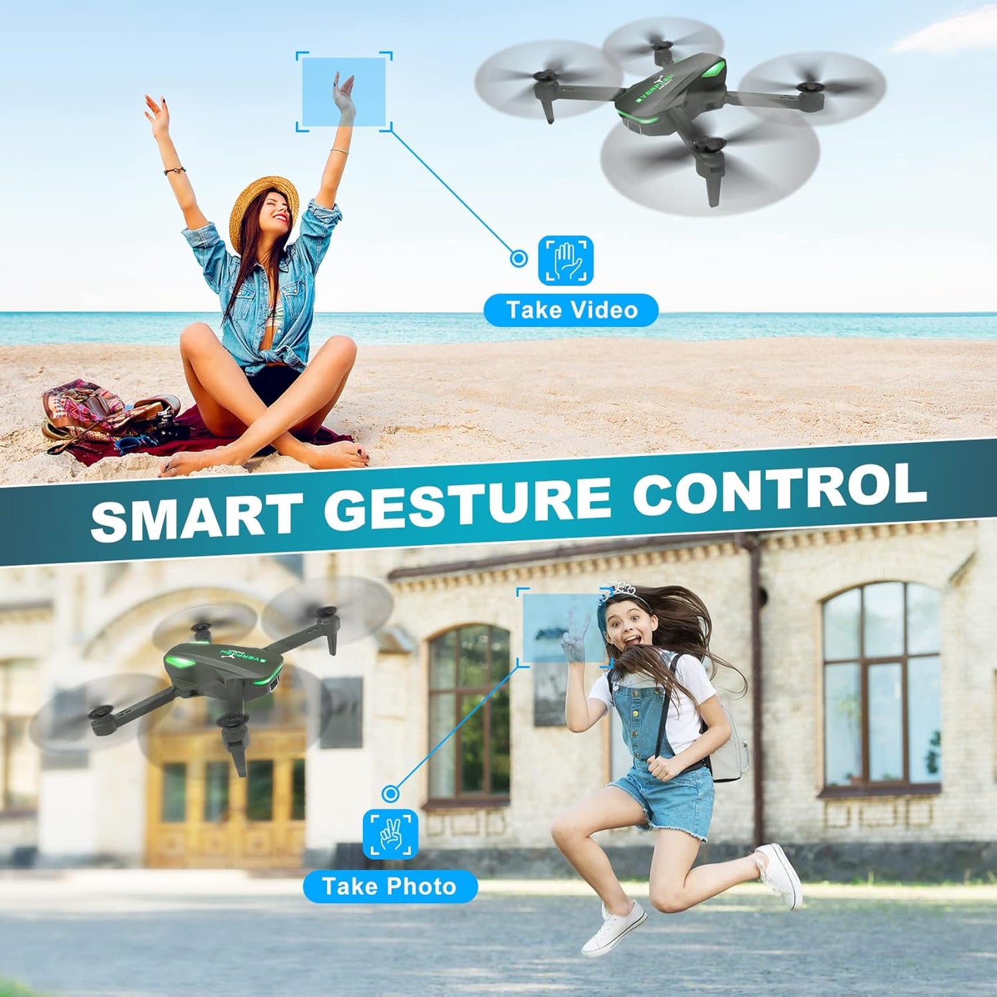 Dluxe Ave. Drone with 1080P Camera for Beginners and Kids/ Foldable Remote Control Quadcopter