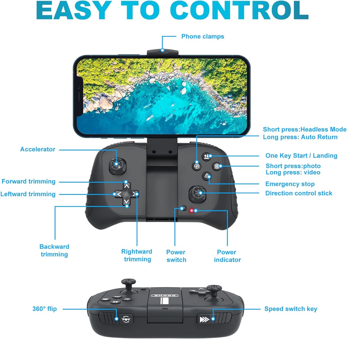 Dluxe Ave. Drone with 1080P Camera for Beginners and Kids/ Foldable Remote Control Quadcopter