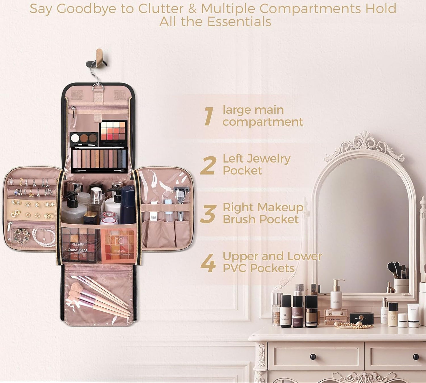 Dluxe Ave. Hanging Travel Essentials Organizer Toiletries