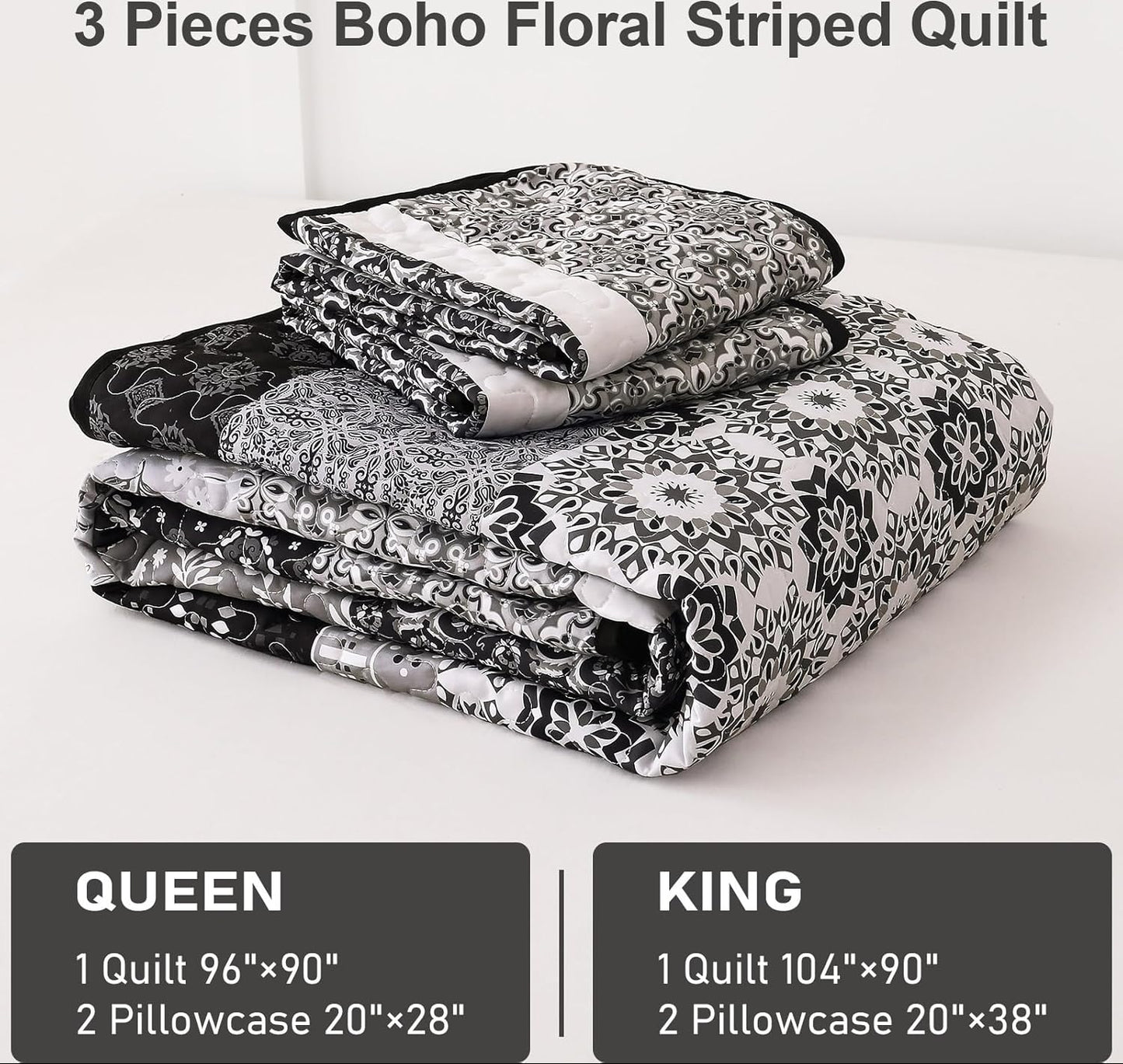 Dluxe Ave. ( QUEEN ) 3 Pieces Microfiber Bedding Set/ for All Seasons (96"x90")/ BLACK