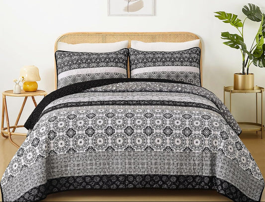 Dluxe Ave. ( QUEEN ) 3 Pieces Microfiber Bedding Set/ for All Seasons (96"x90")/ BLACK