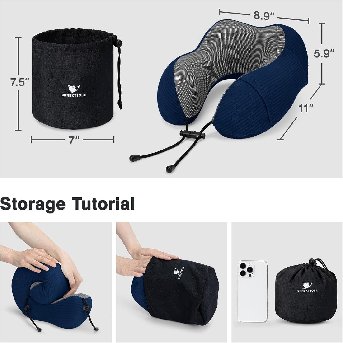 Dluxe Ave. Travel Pillow for Airplane Foam Neck Pillows/ 2 Pack / Grey & Blue