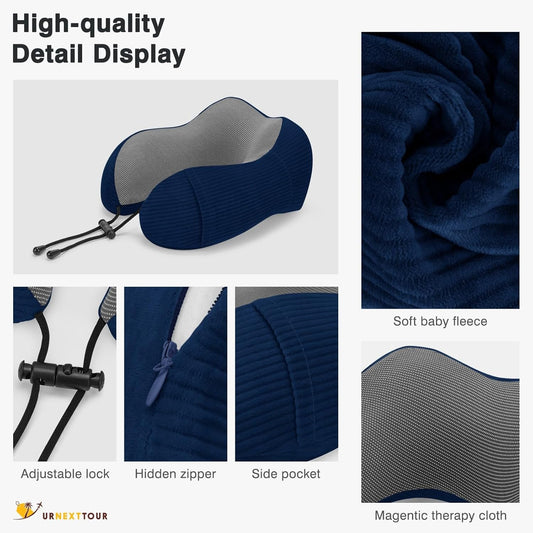 Dluxe Ave. Travel Pillow for Airplane Foam Neck Pillows/ 2 Pack / Grey & Blue