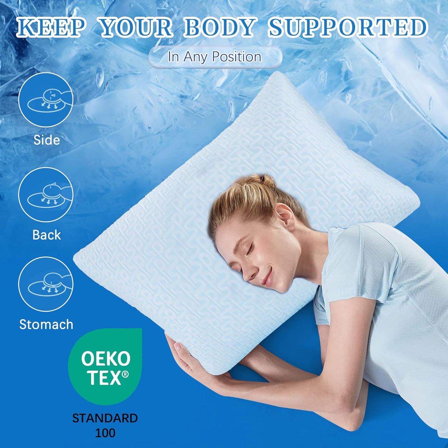 Dluxe Ave. ( STANDARD ) Cooling Hotel Bed Pillows, { SOFT } Set of 2 Pack, Luxury Hotel Quality